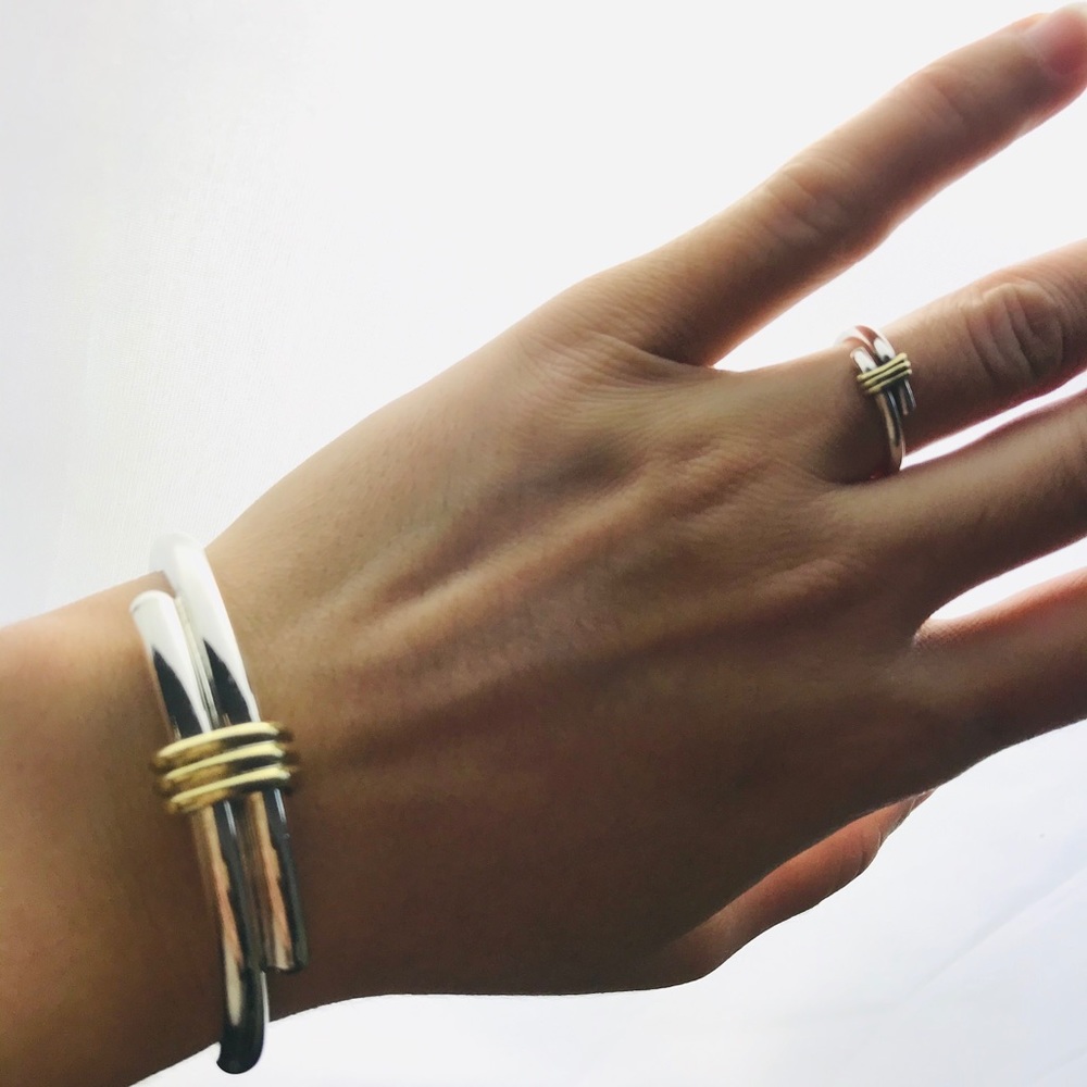 Sterling Silver Bracelet Ring Set - image 1